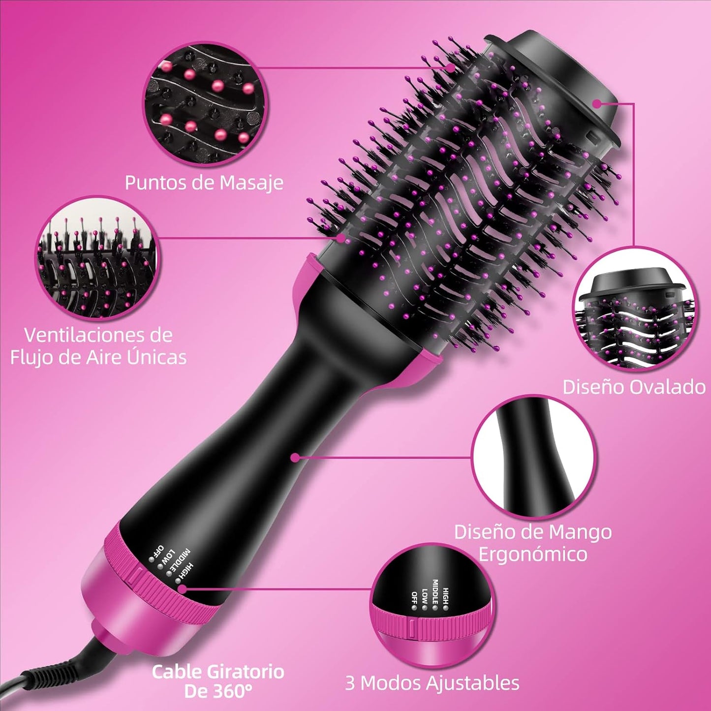 Cepillo secador 3 en 1, Cabello seco y planchado menos de 10 minutos✅+¡ENVÍO GRATIS!🚚