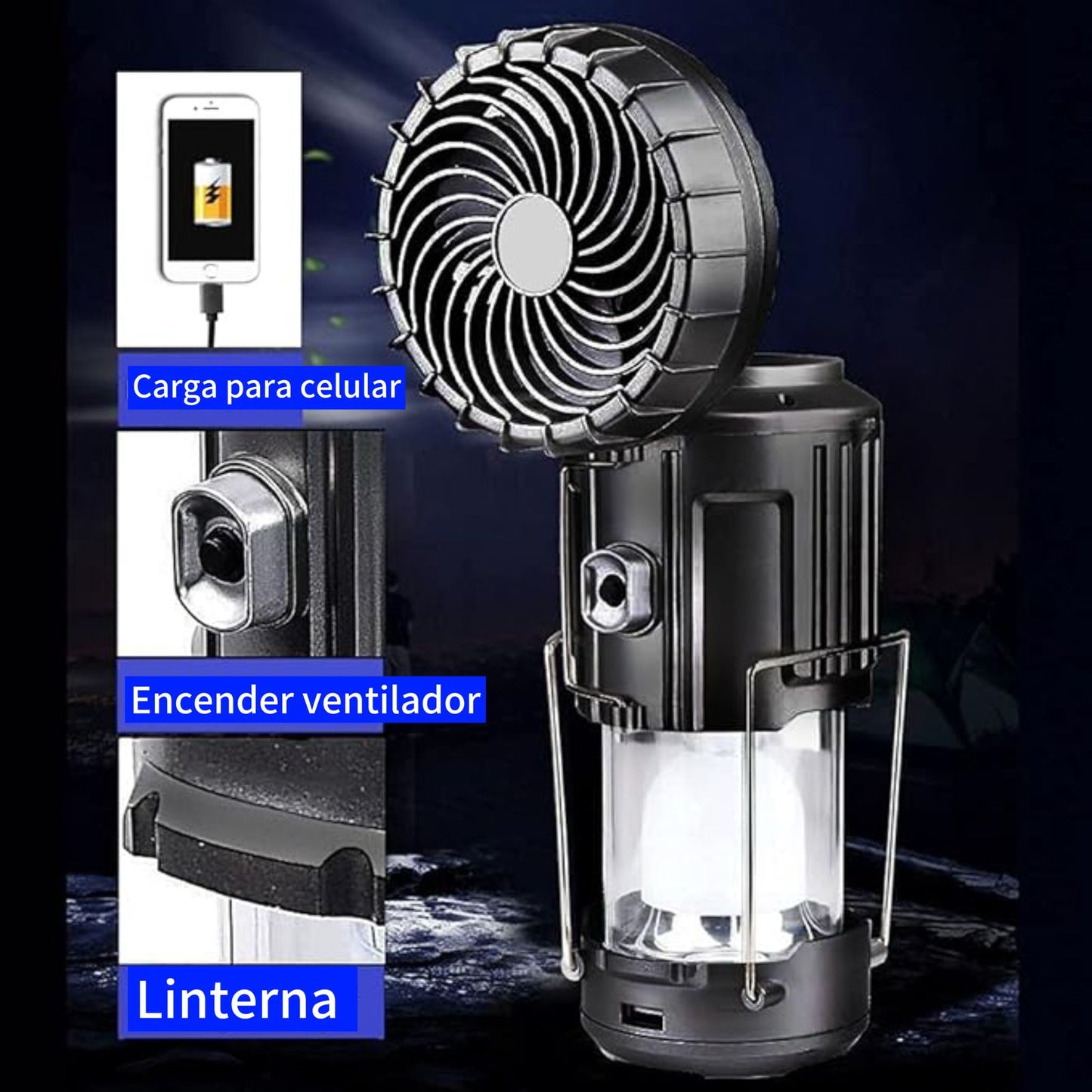 KIT 3 EN 1🔦 Luz, powerbank y ventilador + ¡ENVIO GRATIS!🚚